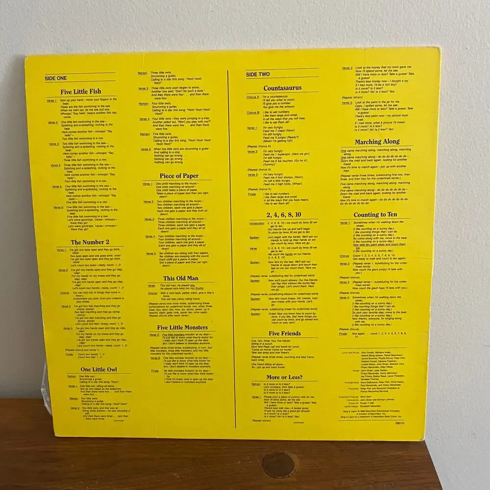 Vintage 1988 Counting And Numbers Sing & Learn Vinyl Record